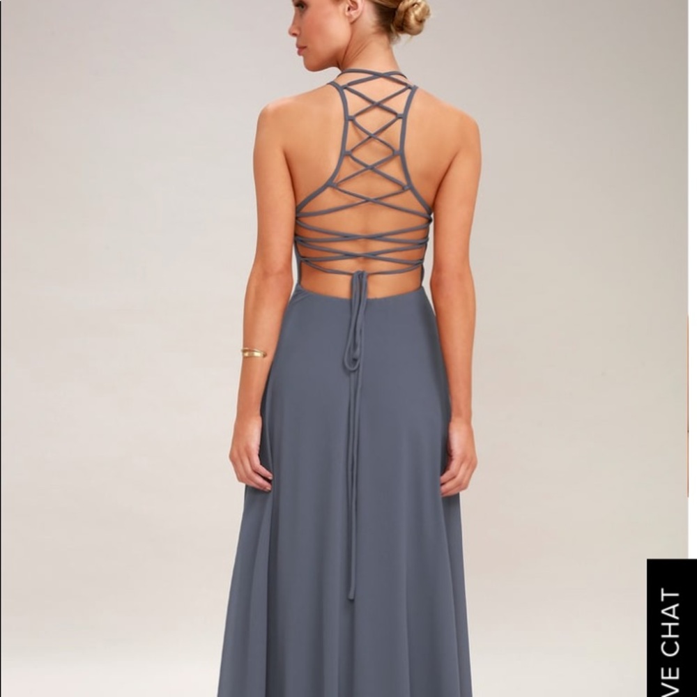 LULUS Strappy To Be Here Dress Color: Denim